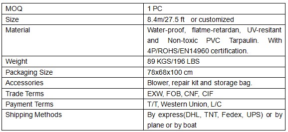 specification of inflatable pinata