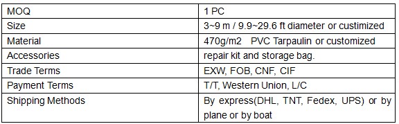 Specification of inflatable rooftop balloon