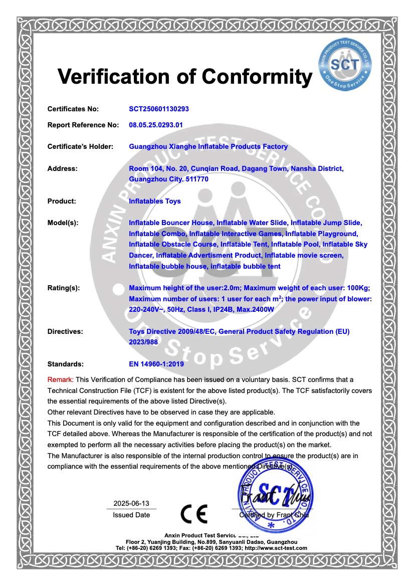 EN 14960-1:2019 Inflatable Play Equipment Safety Standard