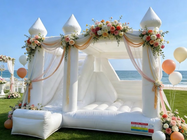 Customized white wedding jumping castle