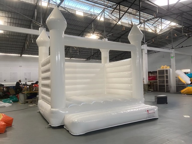 Durable white PVC bounce house material detail