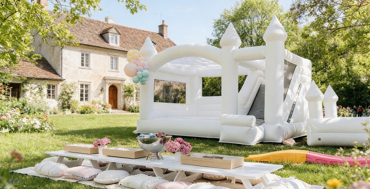Bespoke White Wedding Bounce House for Luxury Events