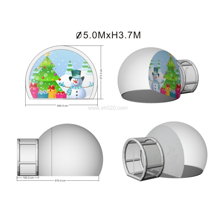5m inflatable snow globe with inflatable tunnel