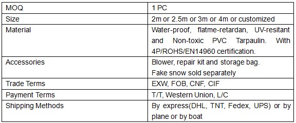 specification of snow globe