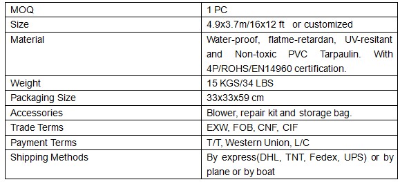 specification of inflatable christmas arches