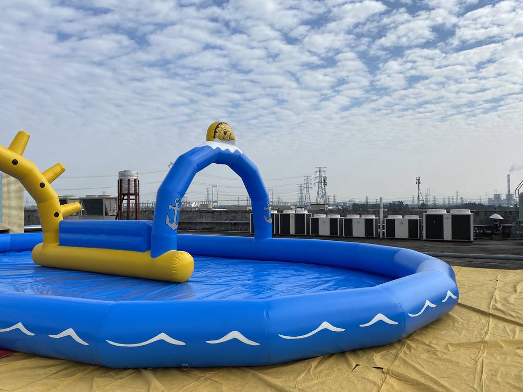 Nautical Inflatable Ocean Pool with Sun and Anchor Motifs