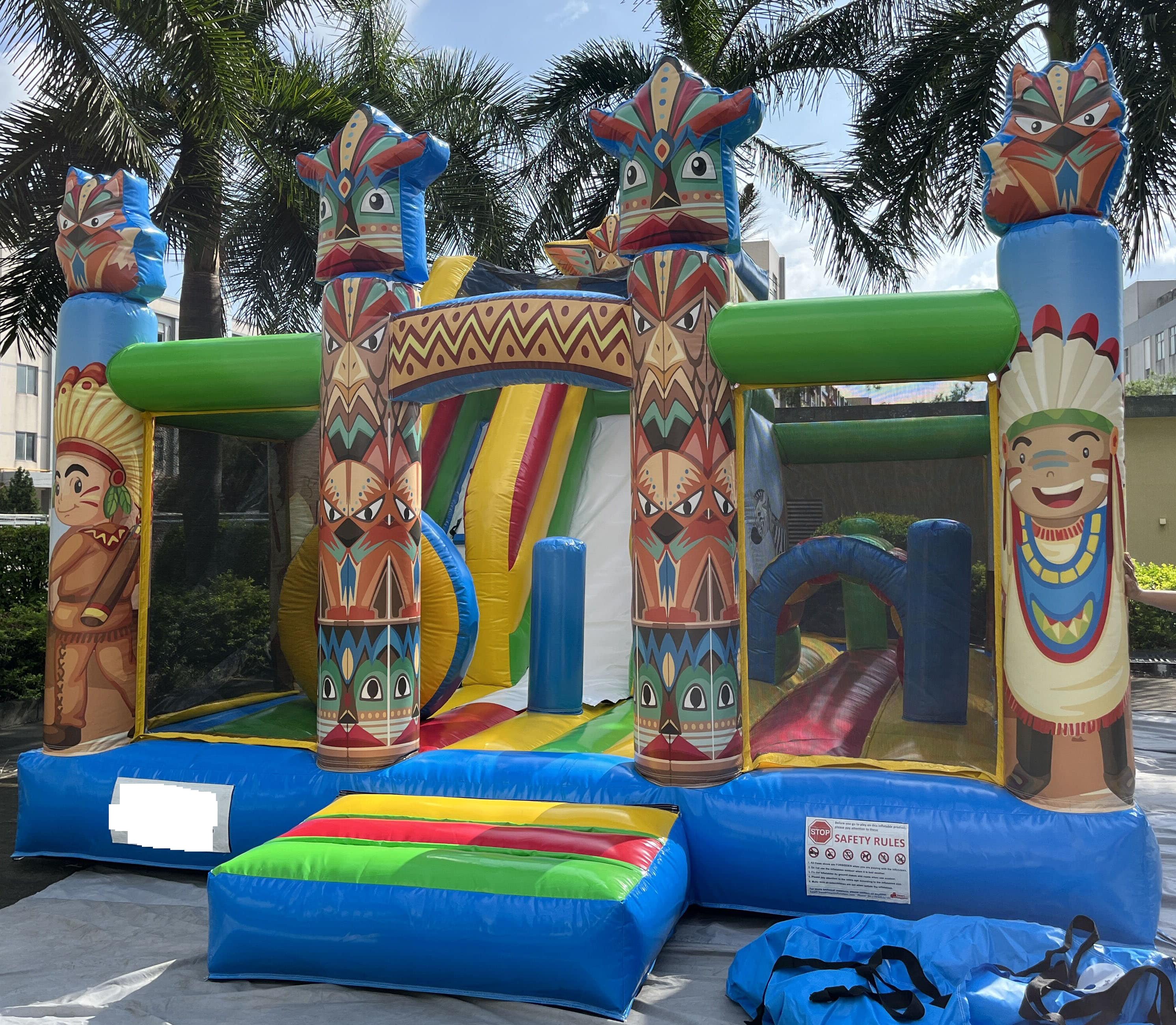 Forest Tribe Inflatable Slide Castle Main View