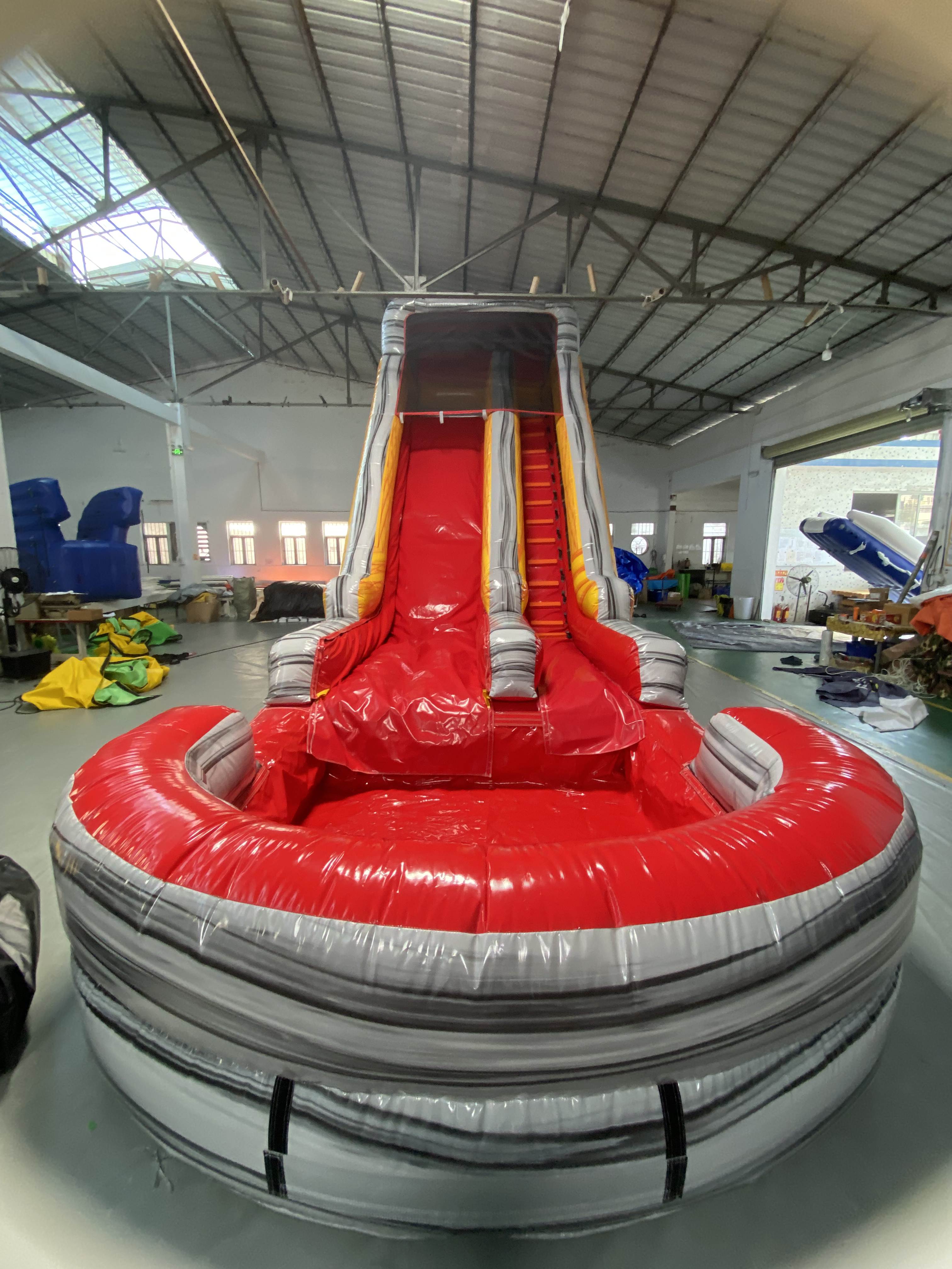 water slide with pool