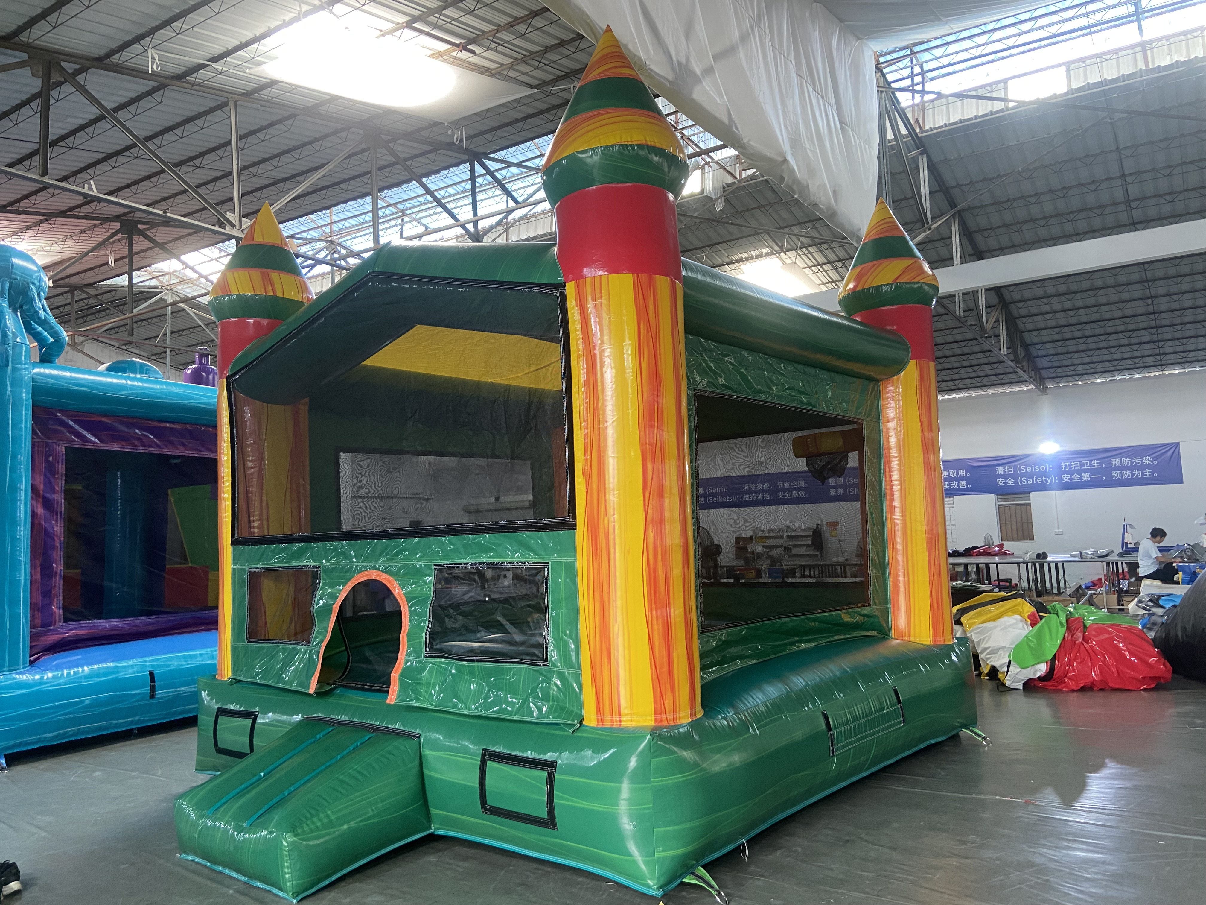 Green and Yellow Marble Inflatable Bouncer