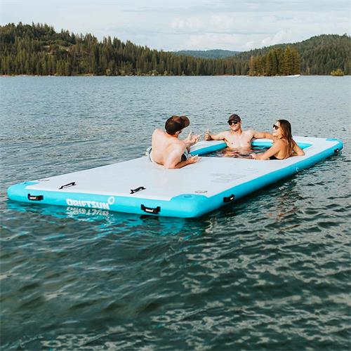 inflatable floating dock with pool