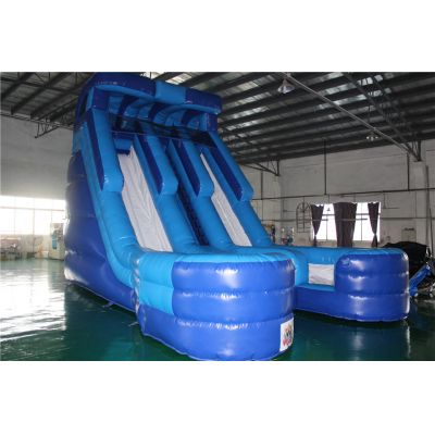 Inflatable 20FT Blue Double Lane Water Slide