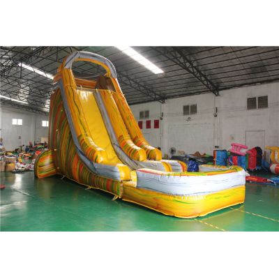 Inflatable yellow Marble Water Slide with pool