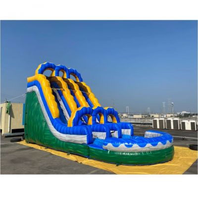 Green Marble 15' Inflatable Water Slide with Pool