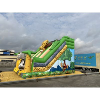 Commercial kids Water Slide with pool jungle zoo part for sale