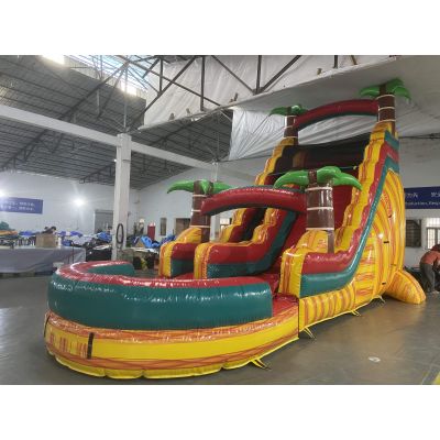 9X3.3X5.5M Inflatable TropicTwist MegaSlide​ with Pool