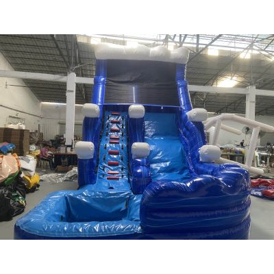 6X3.8X5M Inflatable Blue Typhoon Wave Slide with Pool