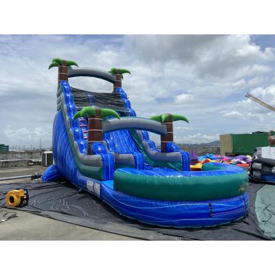 9X3.3X5.5M Inflatable Palm Paradise Waterslide Bouncy House with Pool