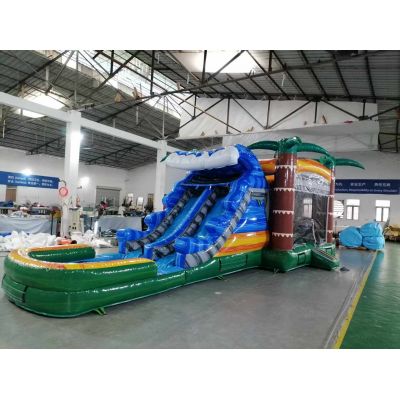 Inflatable Bouncy House with Double Slides and Pool