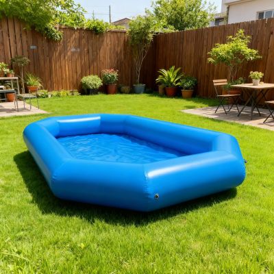 Blue Geometric Inflatable Pool