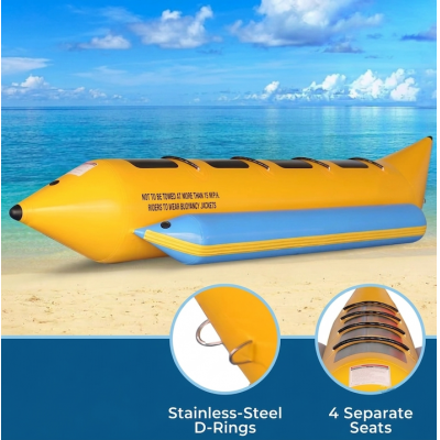 4 Rider Heavy-Duty Inflatable Banana Boat Towable Sled for Water Sports